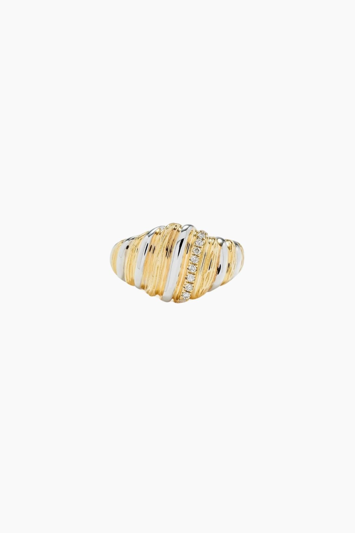 Yvonne Léon Chevaliere Gaufrette Diamond Ring - Yellow/ White Gold