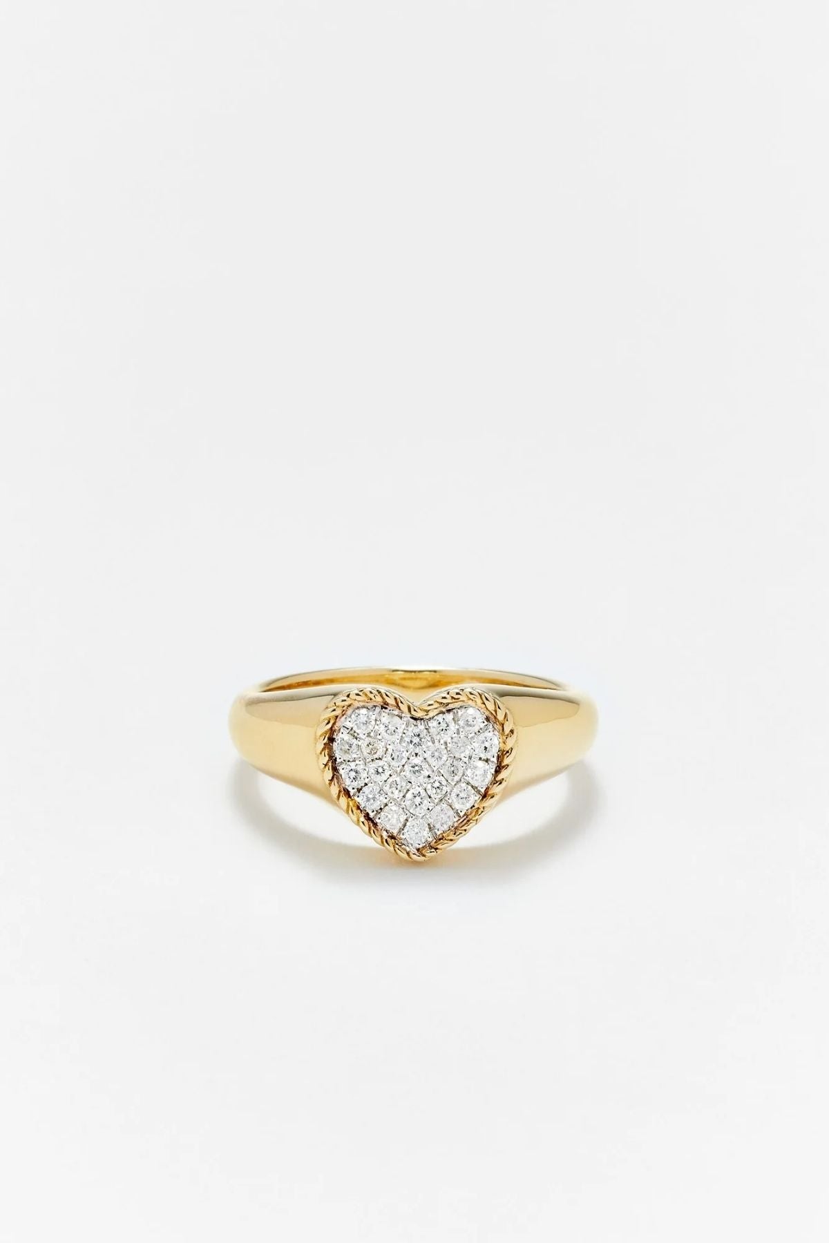 Yvonne Léon Mini Set Chevaliere Heart Diamond & Wave Ring - Yellow Gold
