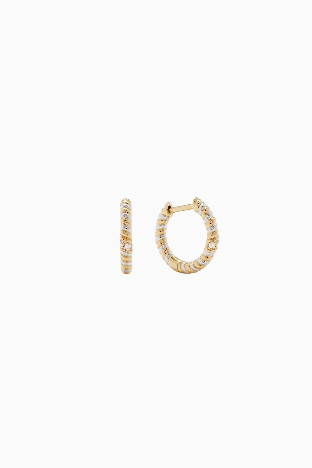 Yvonne Léon Mini Twist Diamond Earrings - Yellow/ White Gold