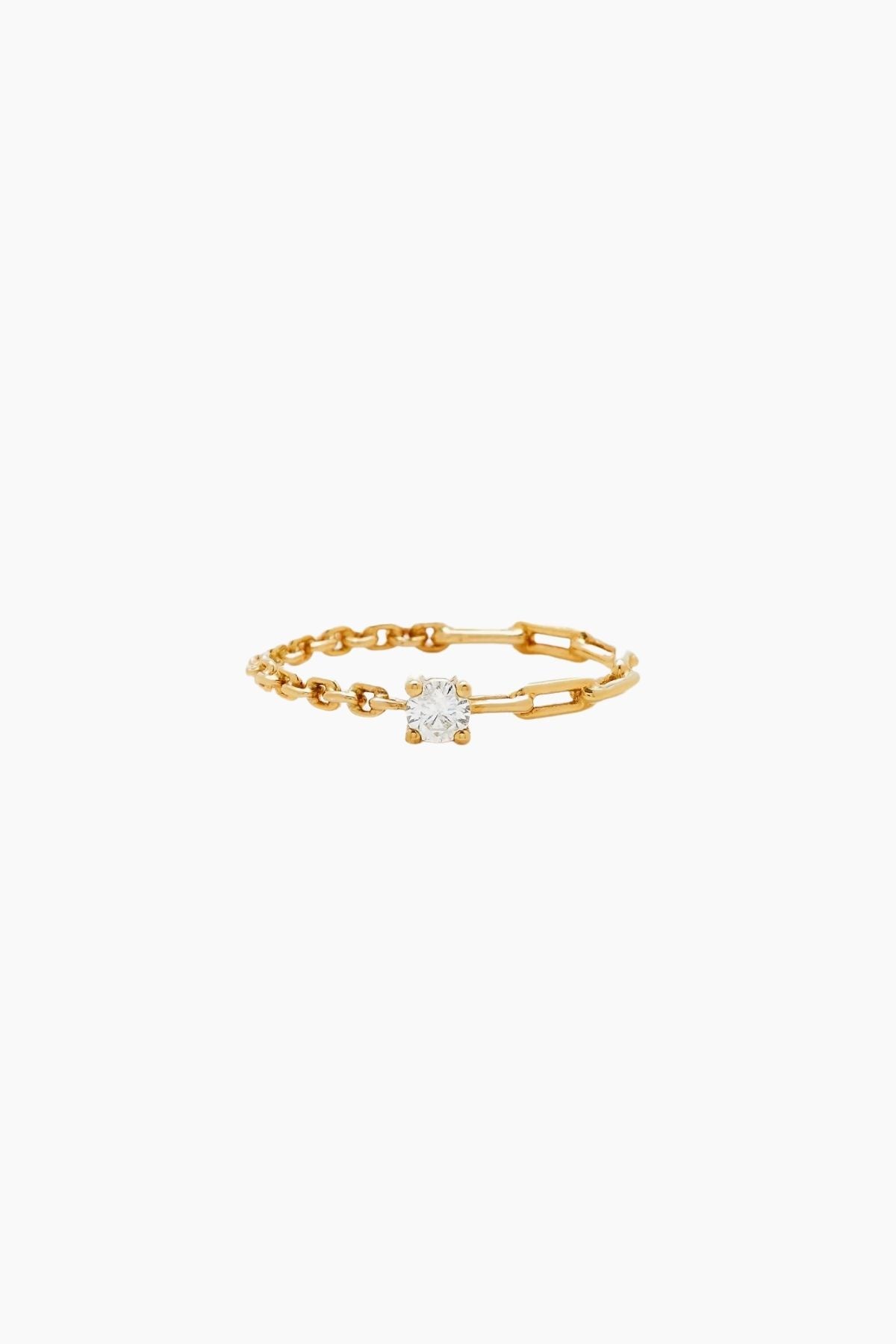 Yvonne Léon Solitaire Diamond Chain Ring - Yellow Gold