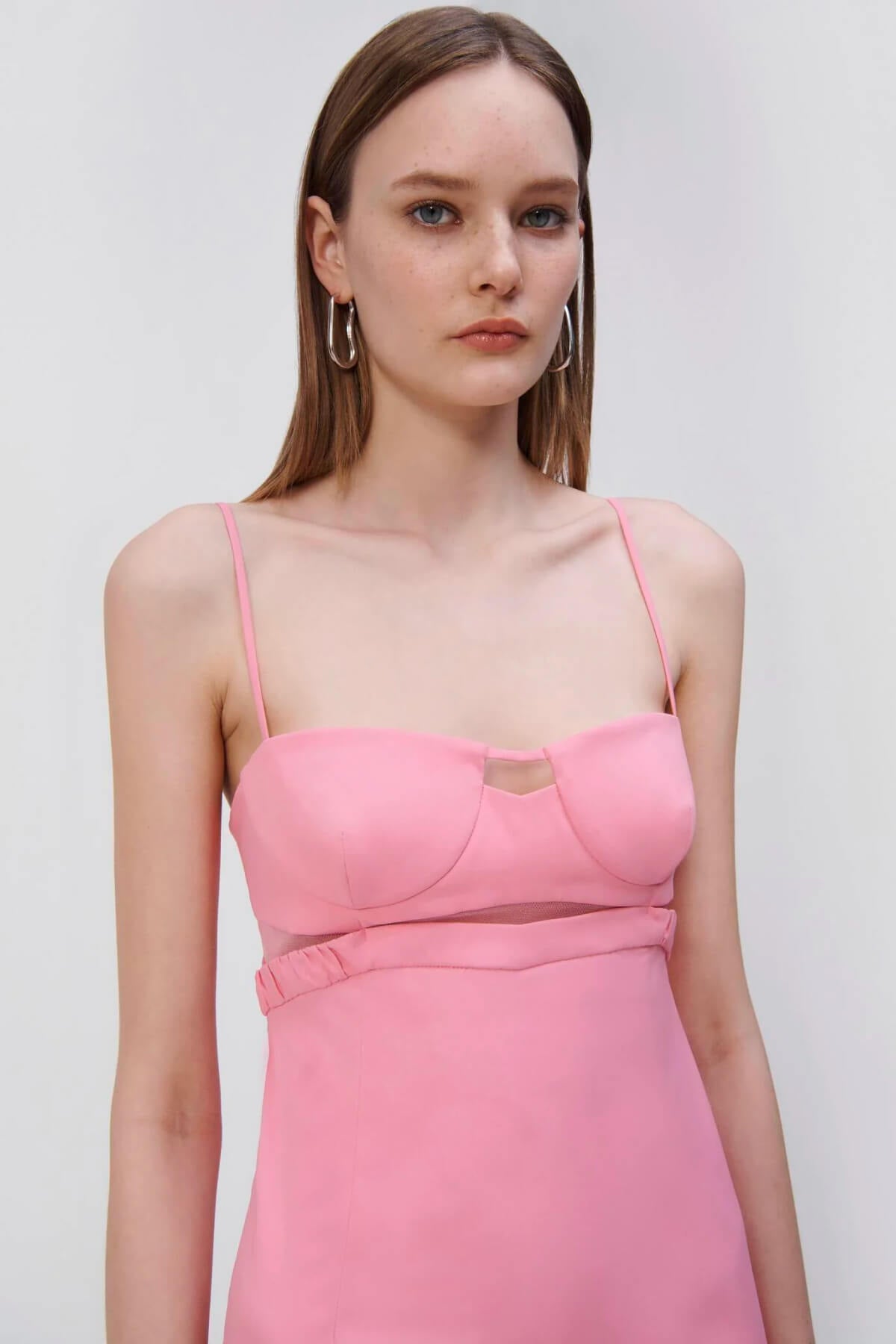 Simkhai Alessi Cut Out Bustier Midi Dress Taffy Pink