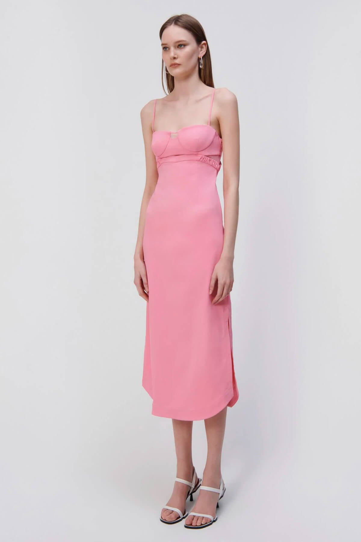 Simkhai Alessi Cut Out Bustier Midi Dress Taffy Pink Grace