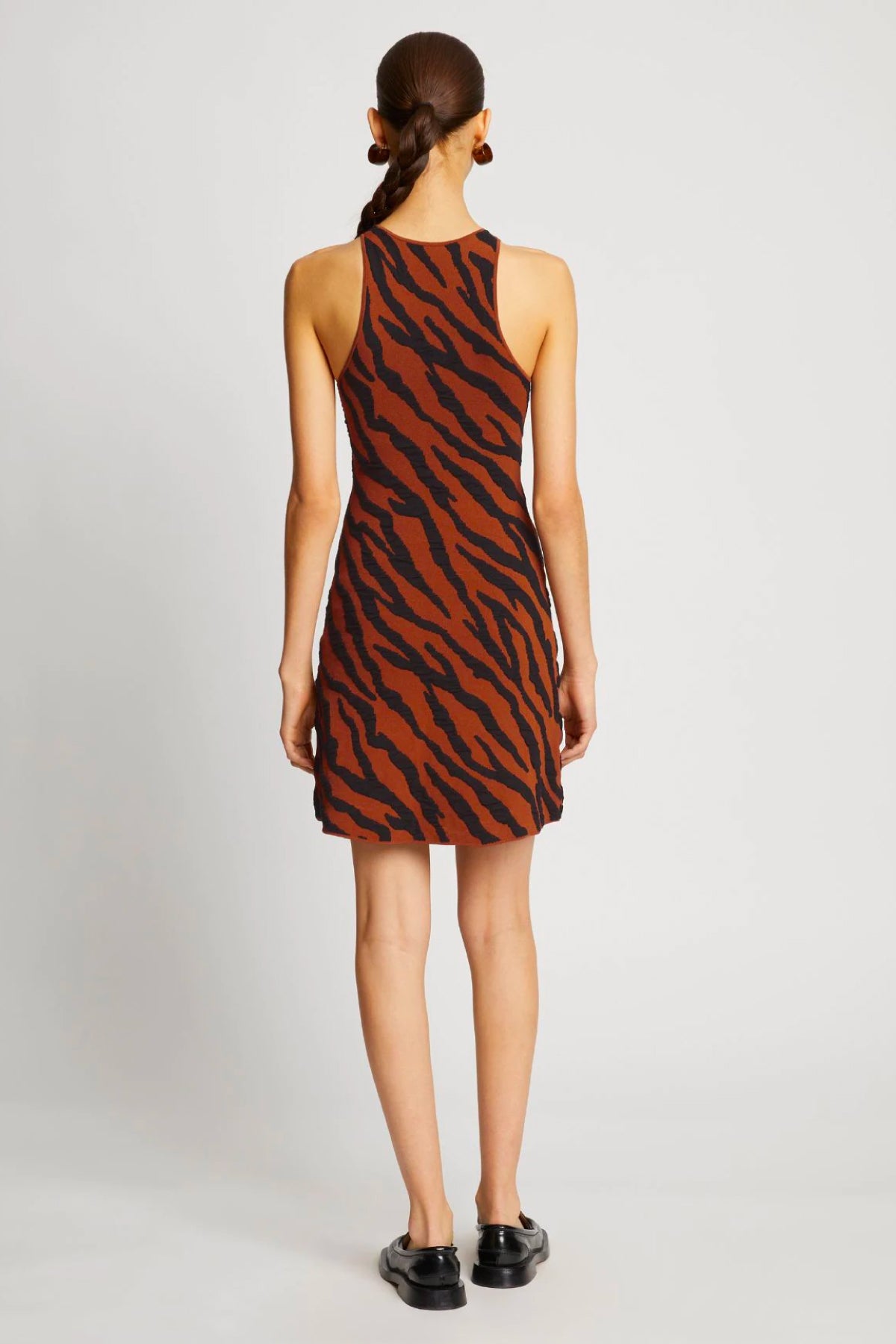 Proenza Schouler White Label Zebra Stripe Knit Dress Honey Black