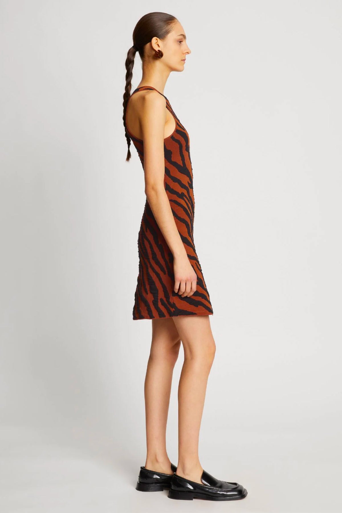 Proenza Schouler White Label Zebra Stripe Knit Dress Honey Black