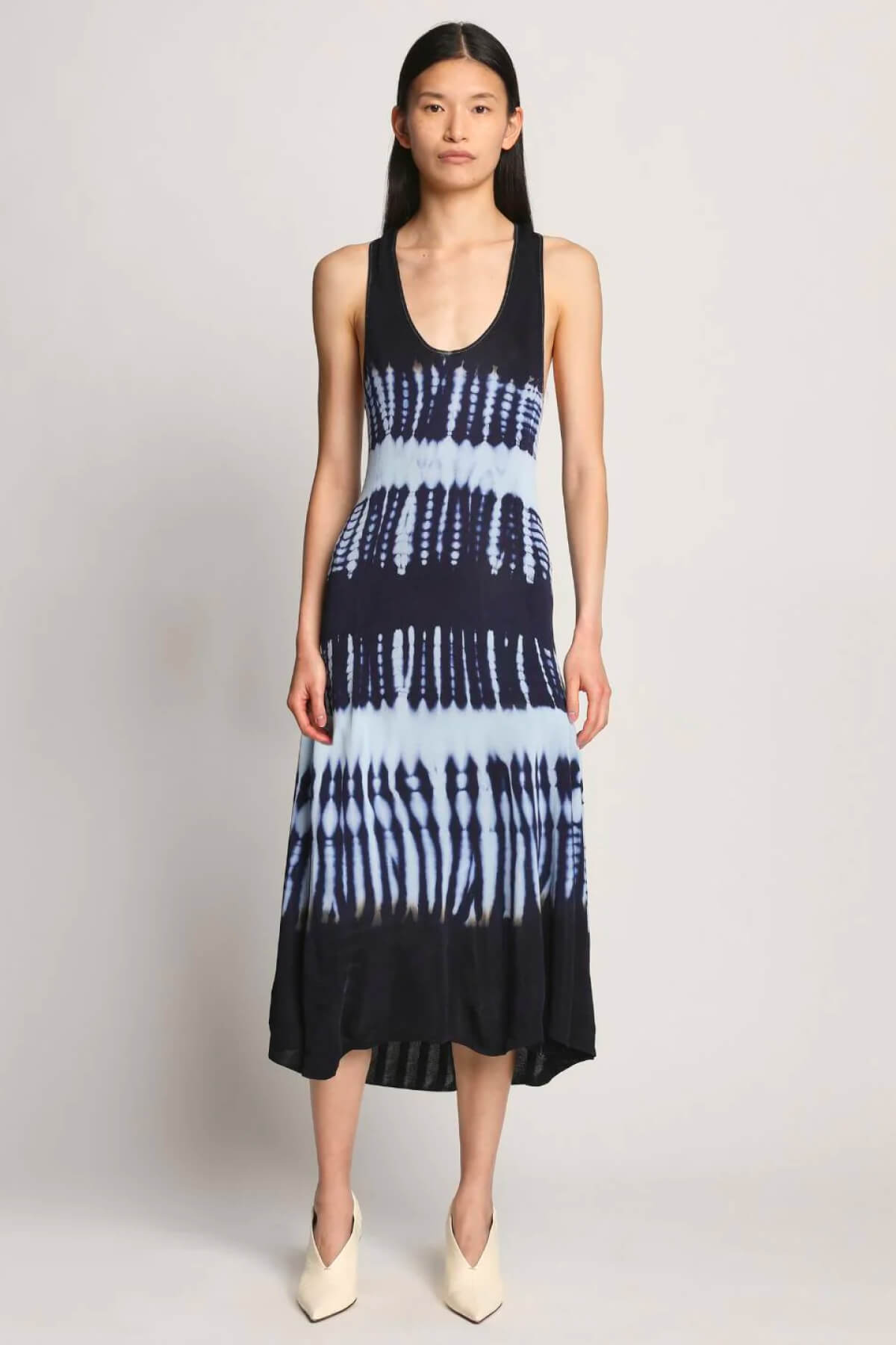 Proenza Schouler Viscose Knit Tie Dye Dress Blue Multi