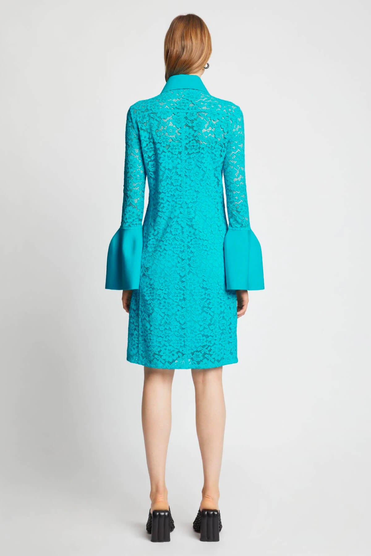 Proenza Schouler Stretch Lace Shirt Dress Cyan