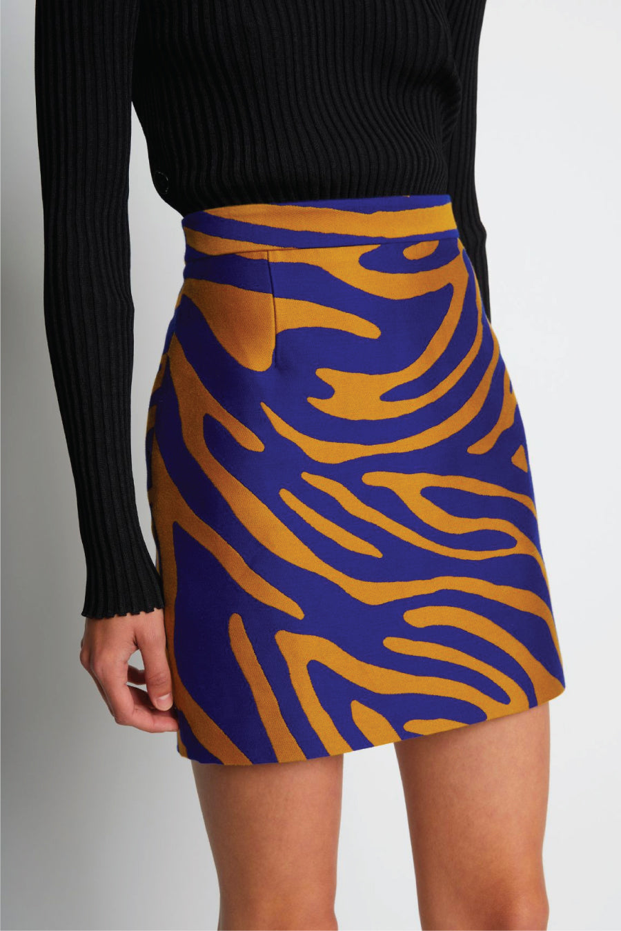 Proenza Schouler Zebra Cotton Jacquard Skirt Cobalt Bronze