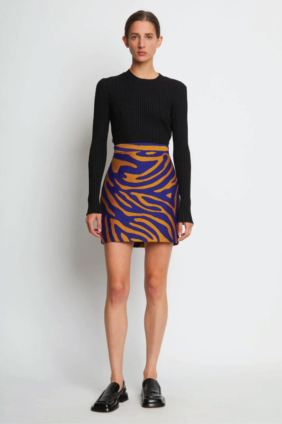 Proenza Schouler Zebra Cotton Jacquard Skirt Cobalt Bronze