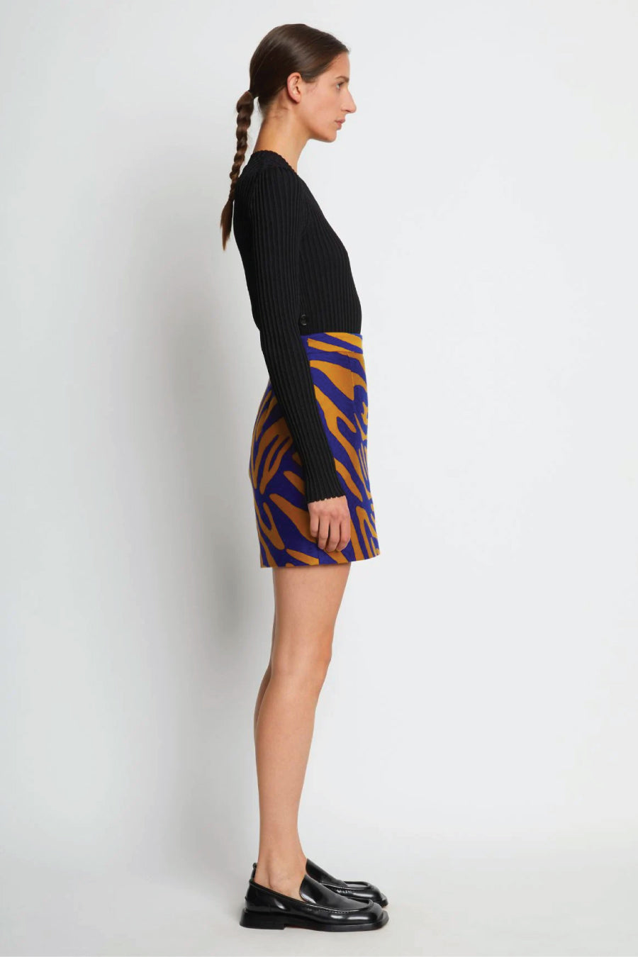 Proenza Schouler Zebra Cotton Jacquard Skirt Cobalt Bronze