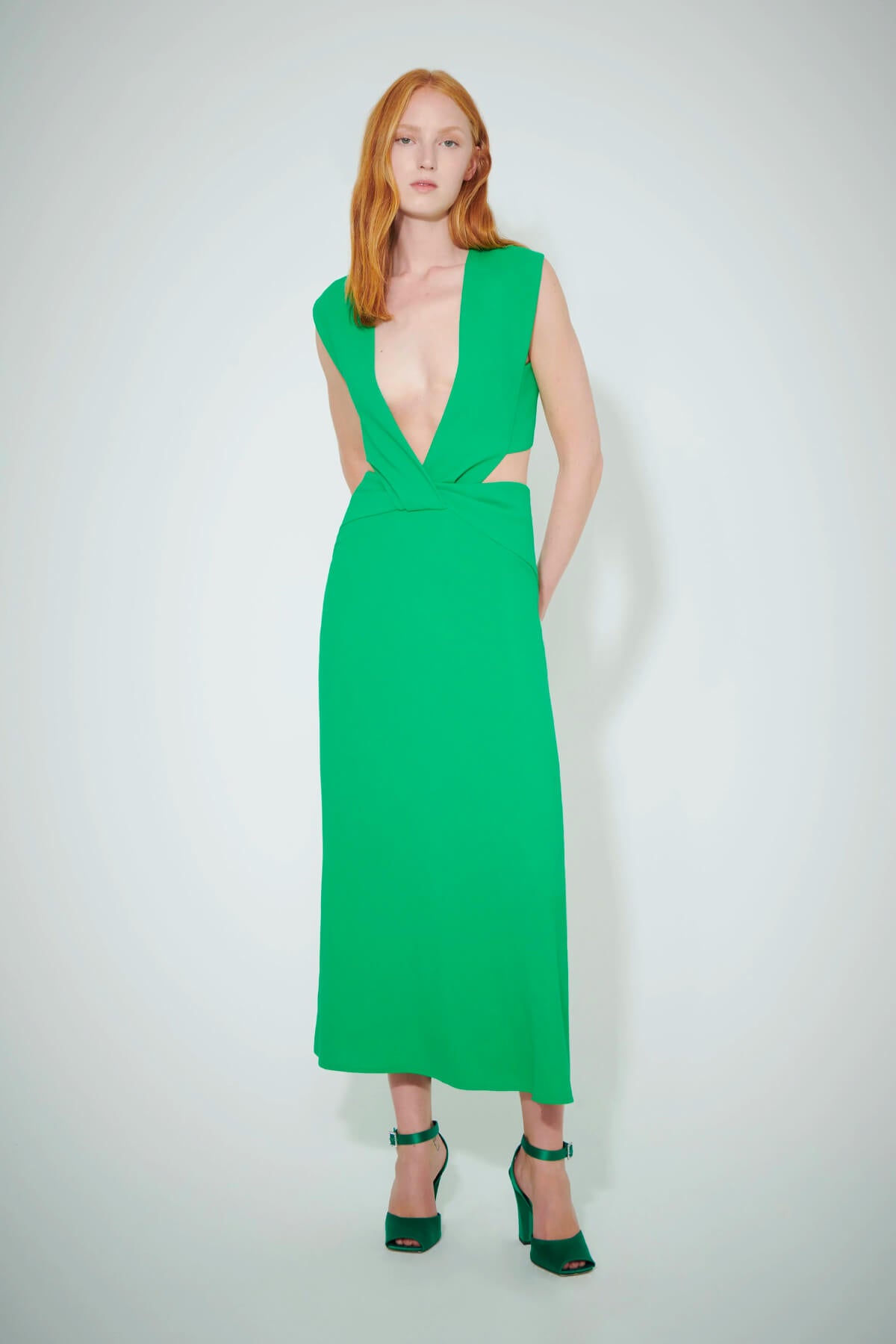 Bright green midi clearance dress