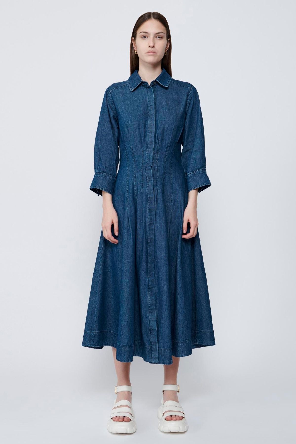 Simkhai Jazz Pintuck Denim Dress - Baltic – Grace Melbourne